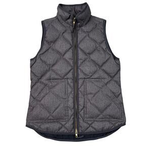 J. Crew Excursion Down Puffer Vest Quilted Women SZ XS Gray Full Zip RN 77388